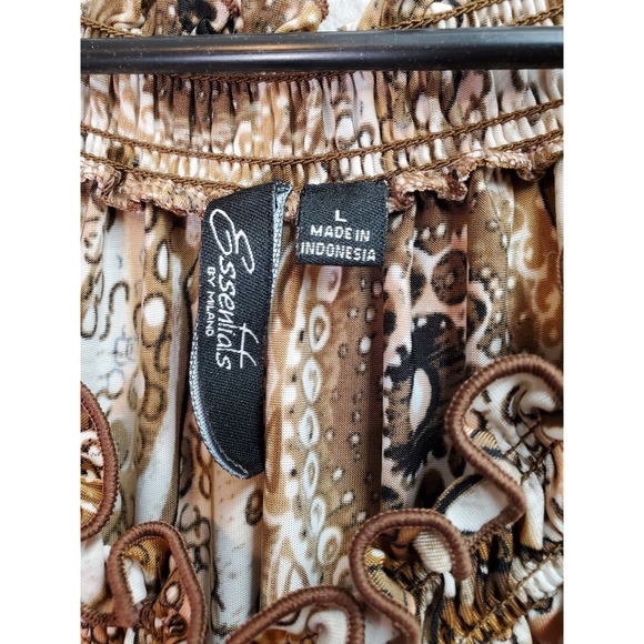 Essentials by Milano Blouse Top Womens Large Multi Geo Print Long Sleeve Pleated - Picture 6 of 8